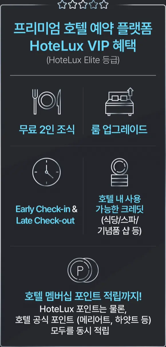 프리미엄 호텔 예약 플랫폼 HoteLux VIP 혜택